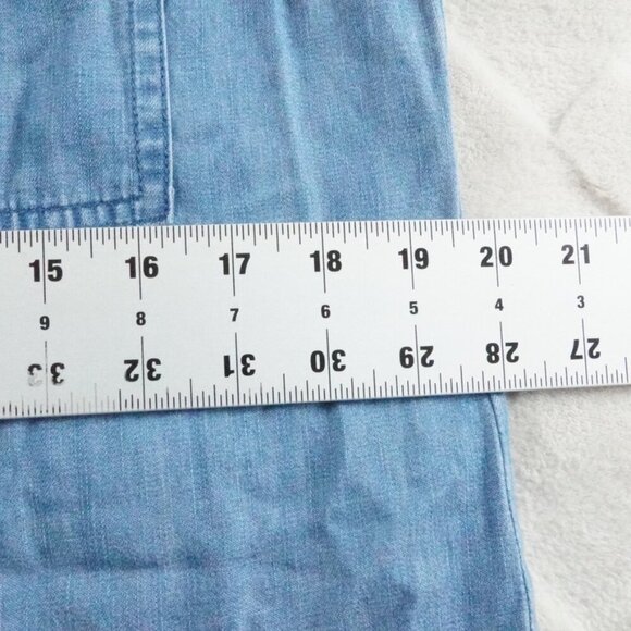 J.Crew Chambray Shirt Dress Womens 8 Blue Short Sleeve 1/4th Button Up - Picture 7 of 12